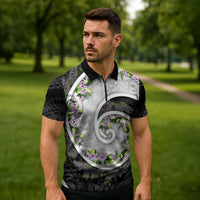 Piko Hawaii Zipper Polo Shirt Polynesian Pattern With Maile Pikake Honohono Lei LT05 - Polynesian Pride