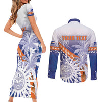 Personalised Marshall Islands Manit Day Couples Matching Short Sleeve Bodycon Dress and Long Sleeve Button Shirt Polynesian Tribal Tattoo Tropical Style LT05 - Polynesian Pride