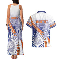 Personalised Marshall Islands Manit Day Couples Matching Tank Maxi Dress and Hawaiian Shirt Polynesian Tribal Tattoo Tropical Style LT05 - Polynesian Pride