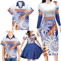 Personalised Marshall Islands Manit Day Family Matching Long Sleeve Bodycon Dress and Hawaiian Shirt Polynesian Tribal Tattoo Tropical Style LT05 - Polynesian Pride