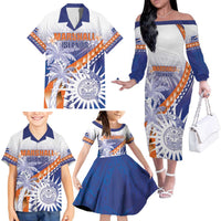 Personalised Marshall Islands Manit Day Family Matching Off The Shoulder Long Sleeve Dress and Hawaiian Shirt Polynesian Tribal Tattoo Tropical Style LT05 - Polynesian Pride