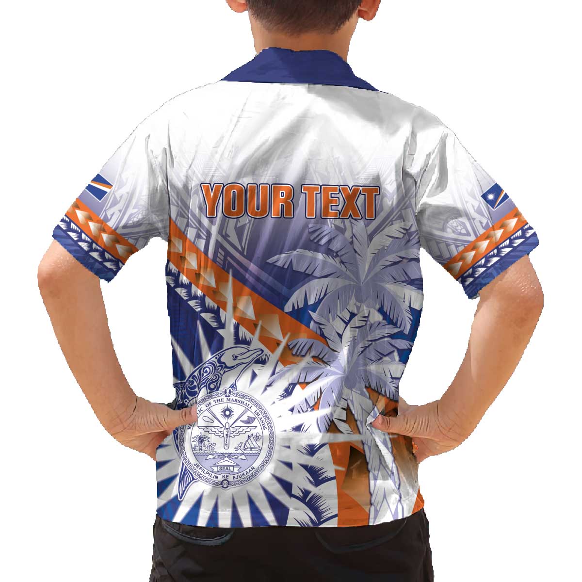Personalised Marshall Islands Manit Day Family Matching Off Shoulder Short Dress and Hawaiian Shirt Polynesian Tribal Tattoo Tropical Style LT05 - Polynesian Pride