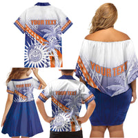 Personalised Marshall Islands Manit Day Family Matching Off Shoulder Short Dress and Hawaiian Shirt Polynesian Tribal Tattoo Tropical Style LT05 - Polynesian Pride