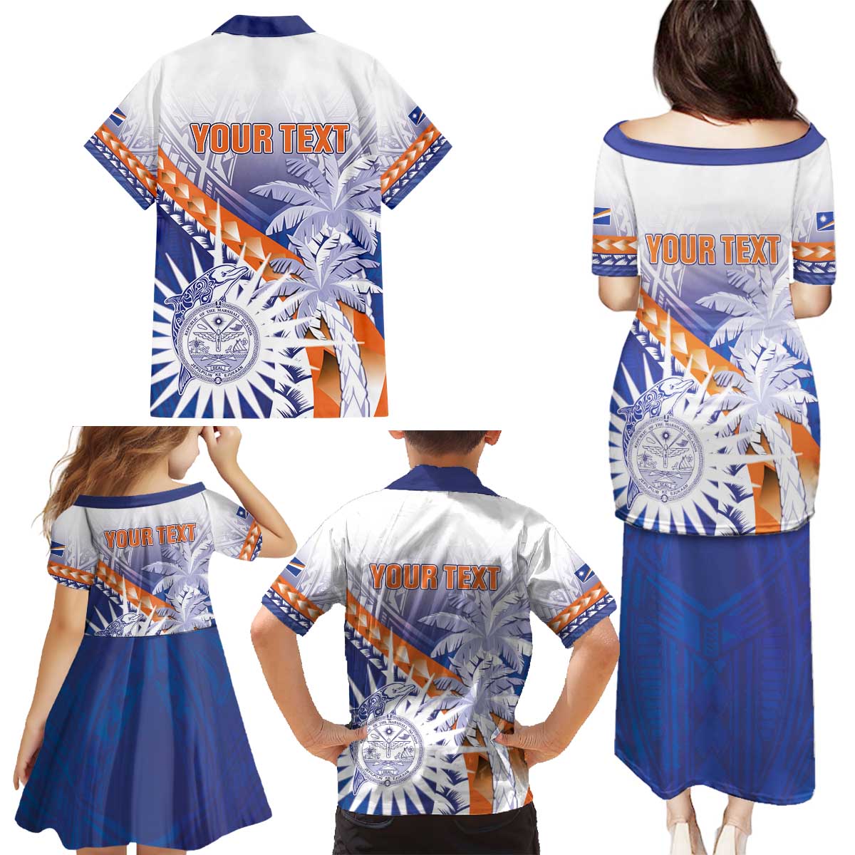 Personalised Marshall Islands Manit Day Family Matching Puletasi and Hawaiian Shirt Polynesian Tribal Tattoo Tropical Style LT05 - Polynesian Pride