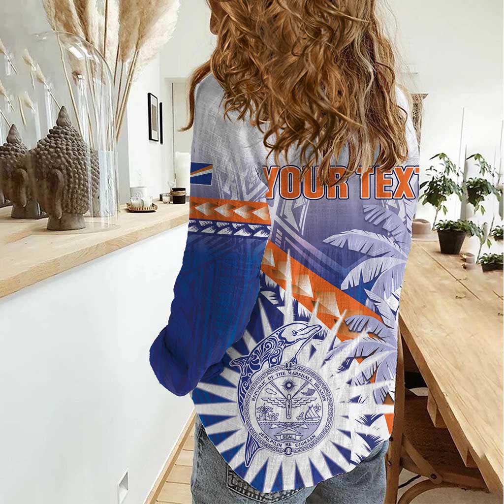 Personalised Marshall Islands Manit Day Women Casual Shirt Polynesian Tribal Tattoo Tropical Style LT05 - Polynesian Pride