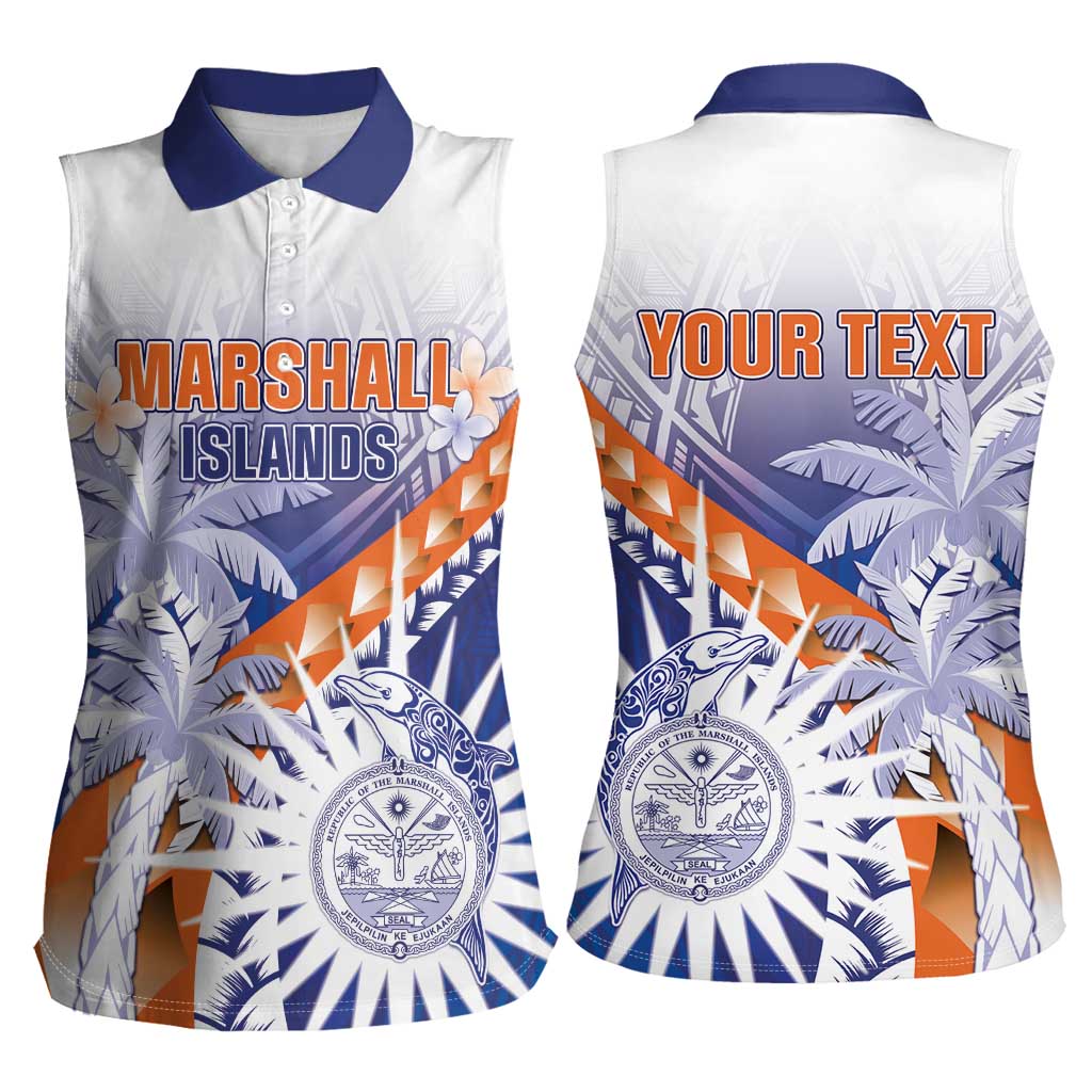Personalised Marshall Islands Manit Day Women Sleeveless Polo Shirt Polynesian Tribal Tattoo Tropical Style LT05 - Polynesian Pride