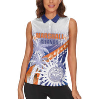 Personalised Marshall Islands Manit Day Women Sleeveless Polo Shirt Polynesian Tribal Tattoo Tropical Style LT05 - Polynesian Pride
