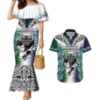 Custom New Zealand Warrior Couples Matching Mermaid Dress and Hawaiian Shirt Maori Tribal Pattern LT05 Green - Polynesian Pride