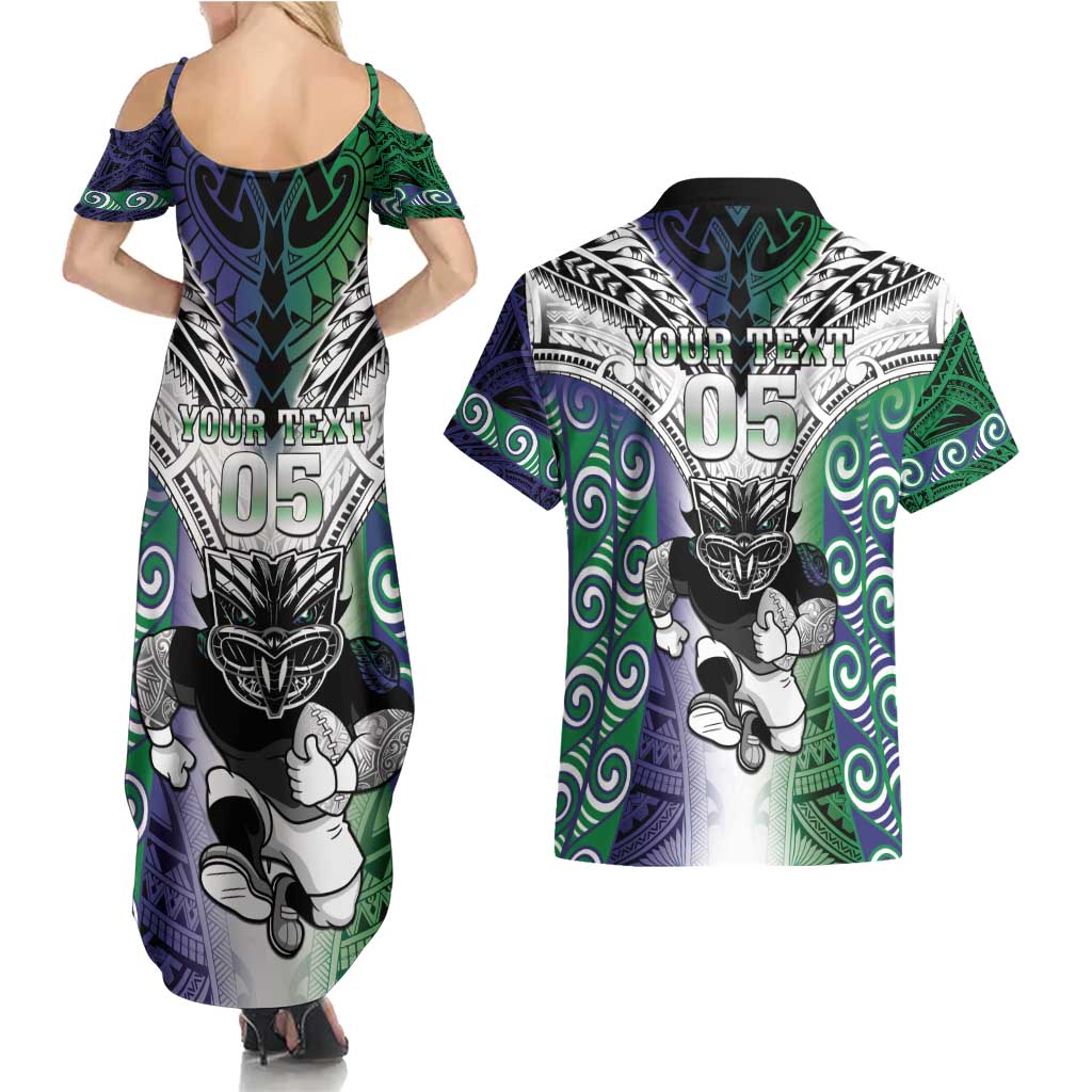 Custom New Zealand Warrior Couples Matching Summer Maxi Dress and Hawaiian Shirt Maori Tribal Pattern LT05 - Polynesian Pride