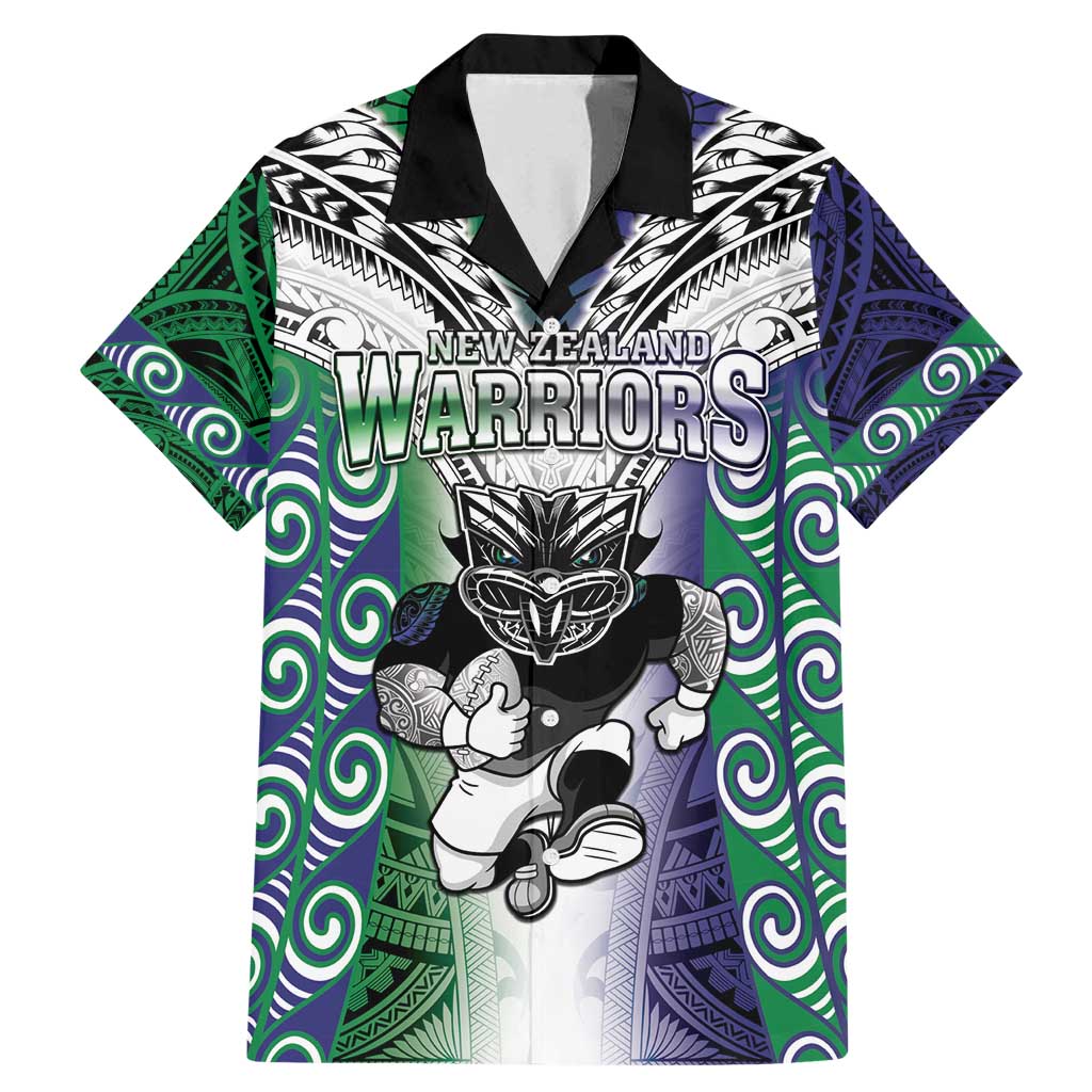 Custom New Zealand Warrior Family Matching Mermaid Dress and Hawaiian Shirt Maori Tribal Pattern LT05 Dad's Shirt - Short Sleeve Green - Polynesian Pride