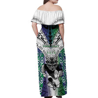 Custom New Zealand Warrior Family Matching Off Shoulder Maxi Dress and Hawaiian Shirt Maori Tribal Pattern LT05 - Polynesian Pride