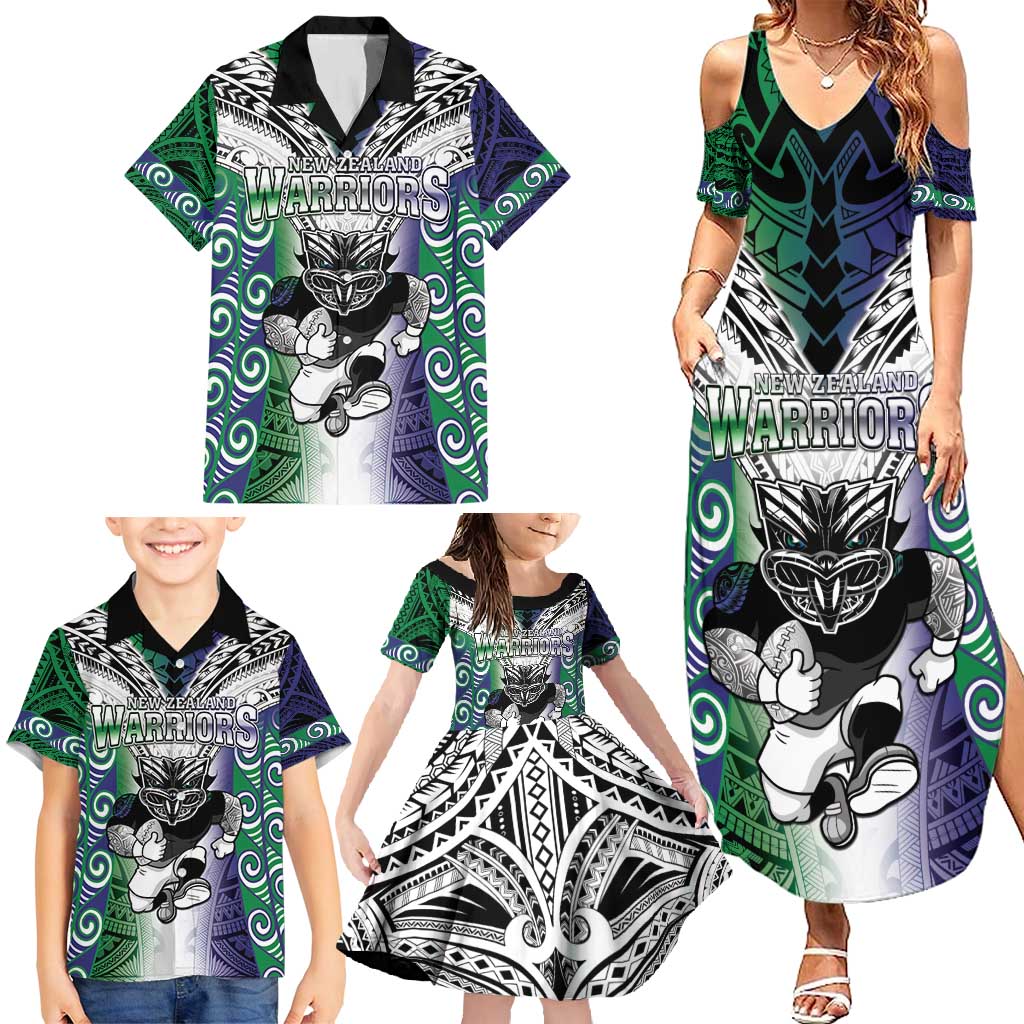 Custom New Zealand Warrior Family Matching Summer Maxi Dress and Hawaiian Shirt Maori Tribal Pattern LT05 - Polynesian Pride