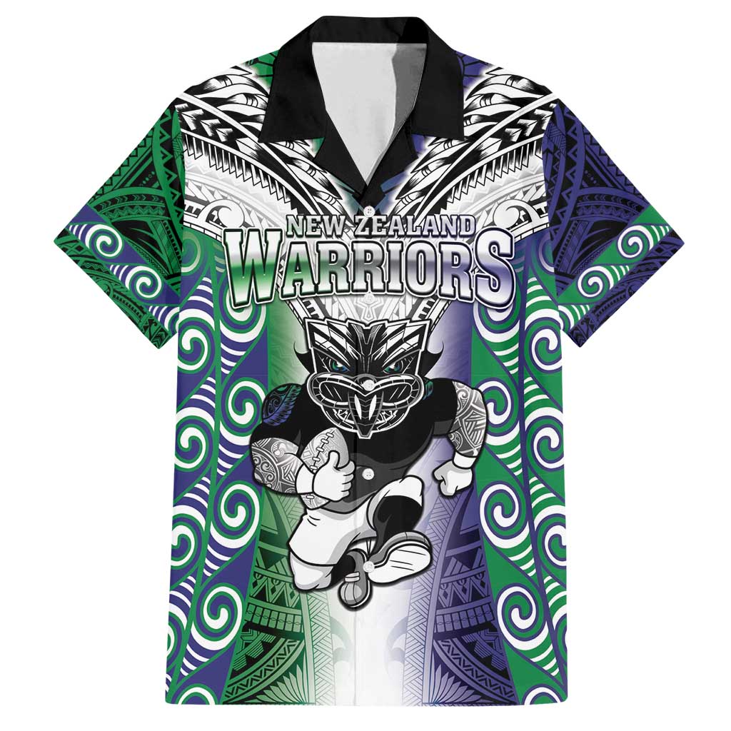 Custom New Zealand Warrior Family Matching Tank Maxi Dress and Hawaiian Shirt Maori Tribal Pattern LT05 Dad's Shirt - Short Sleeve Green - Polynesian Pride
