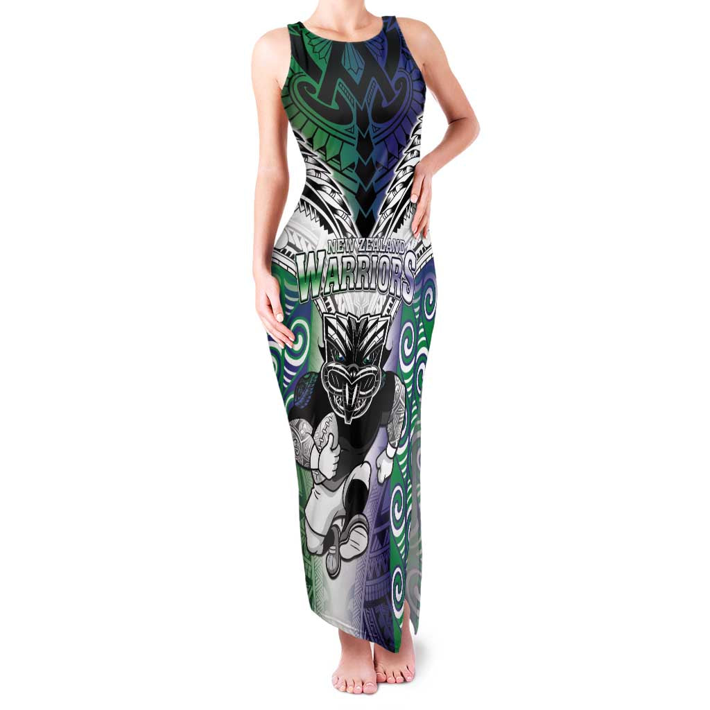 Custom New Zealand Warrior Family Matching Tank Maxi Dress and Hawaiian Shirt Maori Tribal Pattern LT05 Mom's Dress Green - Polynesian Pride