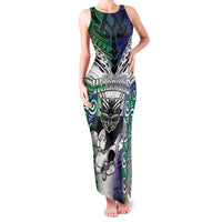 Custom New Zealand Warrior Family Matching Tank Maxi Dress and Hawaiian Shirt Maori Tribal Pattern LT05 Mom's Dress Green - Polynesian Pride