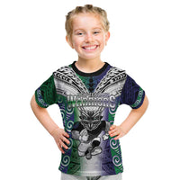 Custom New Zealand Warrior Kid T Shirt Maori Tribal Pattern LT05 Green - Polynesian Pride