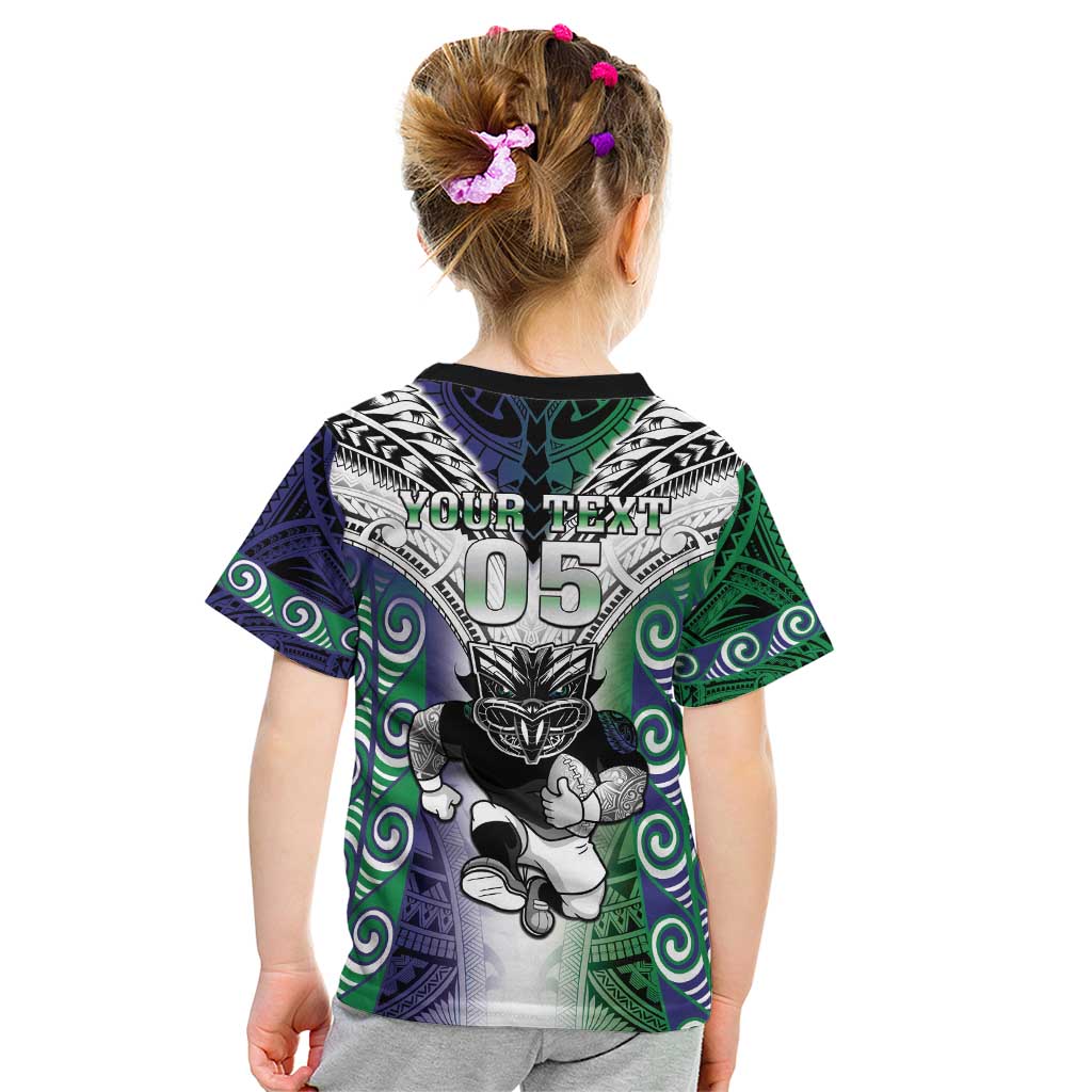 Custom New Zealand Warrior Kid T Shirt Maori Tribal Pattern LT05 - Polynesian Pride