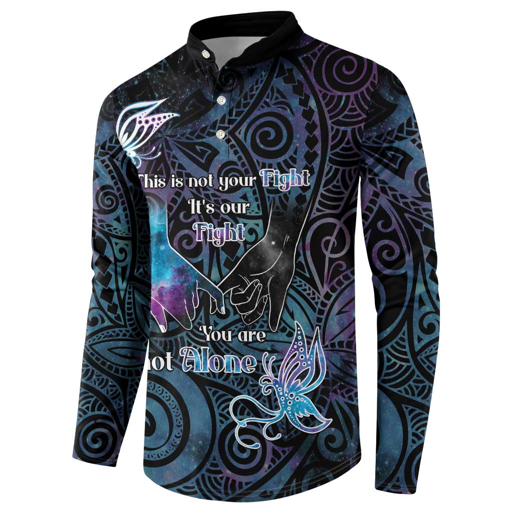 Suicide Awareness Button Sweatshirt You Are Not Alone - Polynesian Pride
