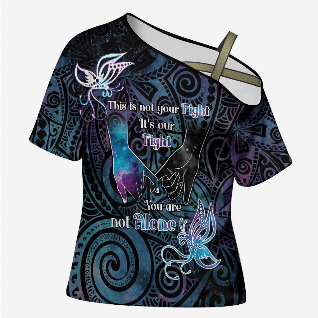 Suicide Awareness Cross Shoulder Shirt You Are Not Alone - Polynesian Pride