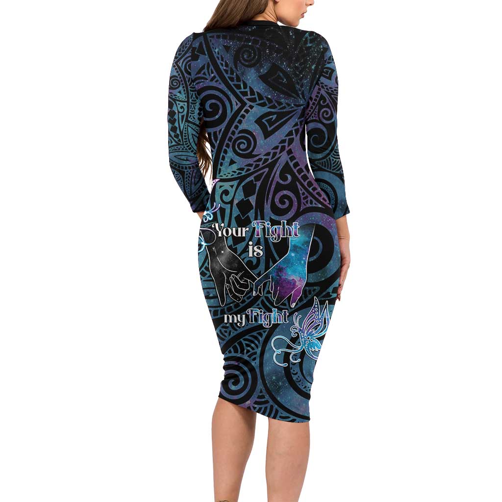 Suicide Awareness Family Matching Long Sleeve Bodycon Dress and Hawaiian Shirt You Are Not Alone LT05 - Polynesian Pride