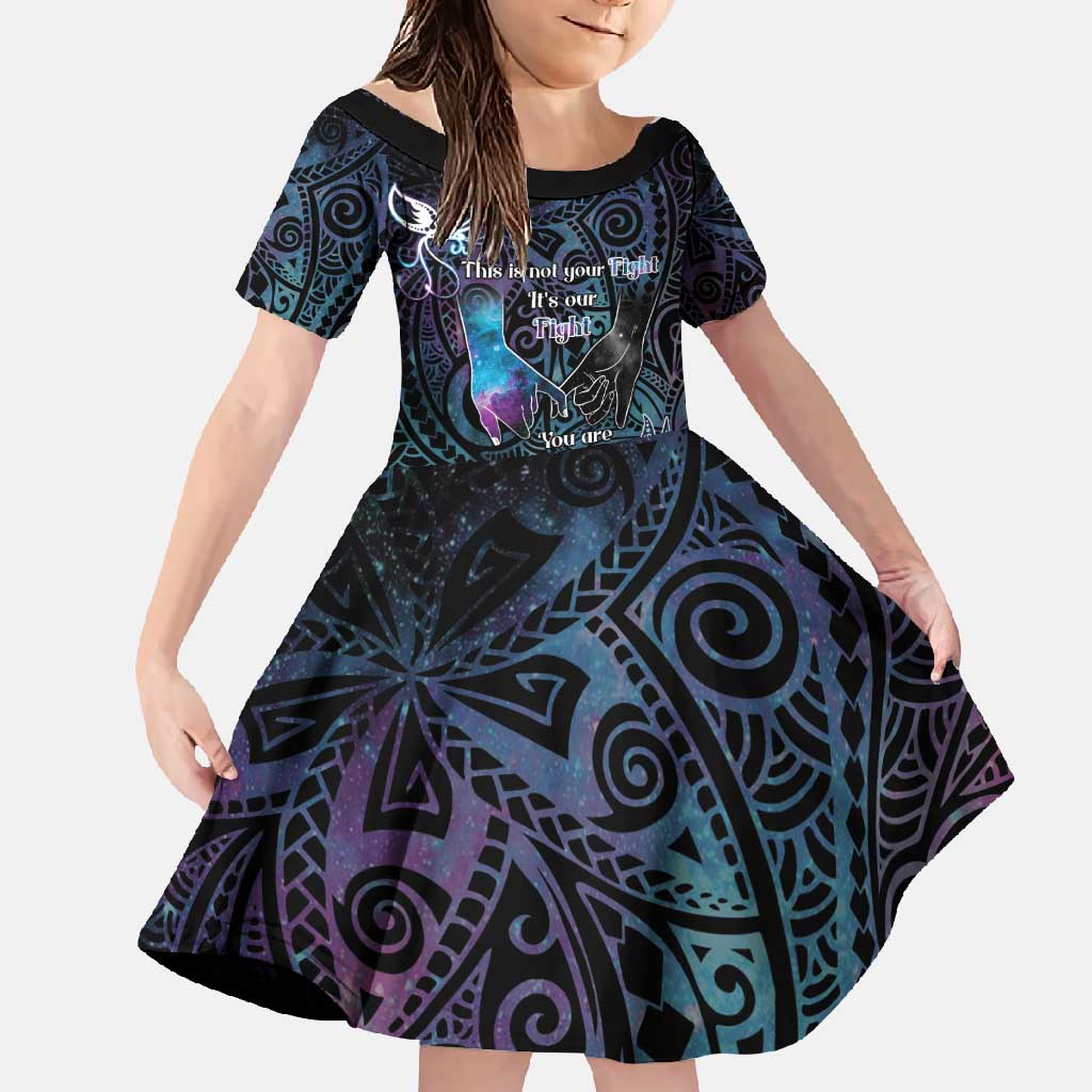Suicide Awareness Family Matching Mermaid Dress and Hawaiian Shirt You Are Not Alone LT05 Daughter's Dress Black - Polynesian Pride