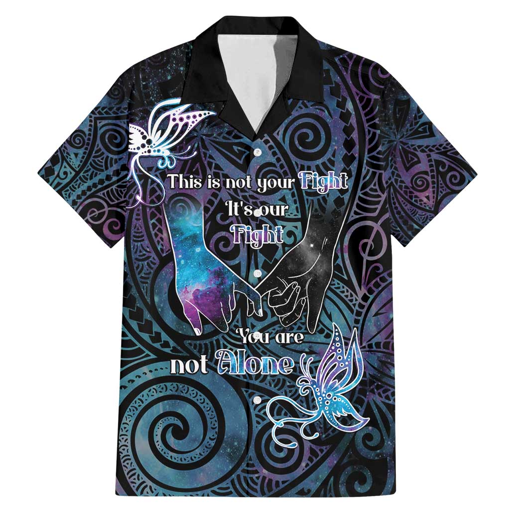 Suicide Awareness Family Matching Mermaid Dress and Hawaiian Shirt You Are Not Alone LT05 Dad's Shirt - Short Sleeve Black - Polynesian Pride