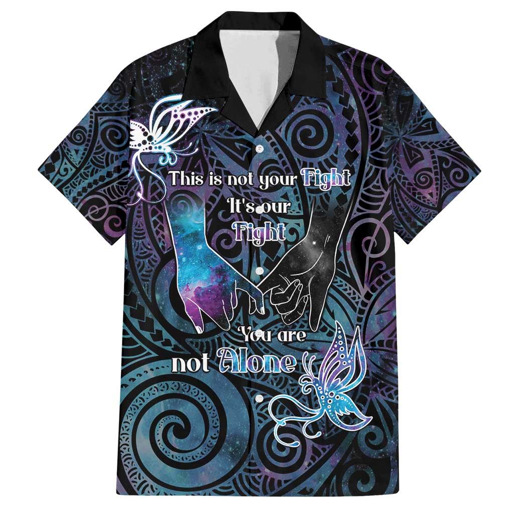 Suicide Awareness Family Matching Off Shoulder Maxi Dress and Hawaiian Shirt You Are Not Alone LT05 Dad's Shirt - Short Sleeve Black - Polynesian Pride