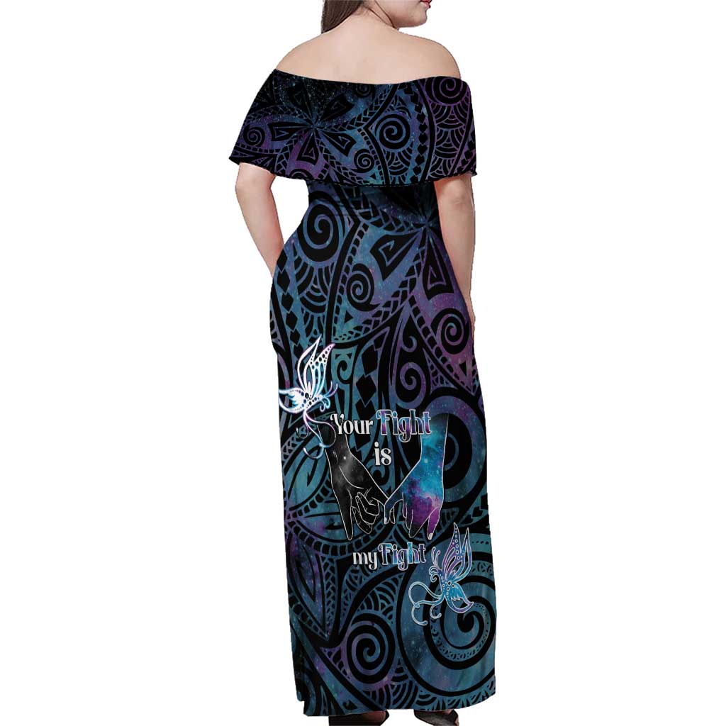 Suicide Awareness Family Matching Off Shoulder Maxi Dress and Hawaiian Shirt You Are Not Alone LT05 - Polynesian Pride