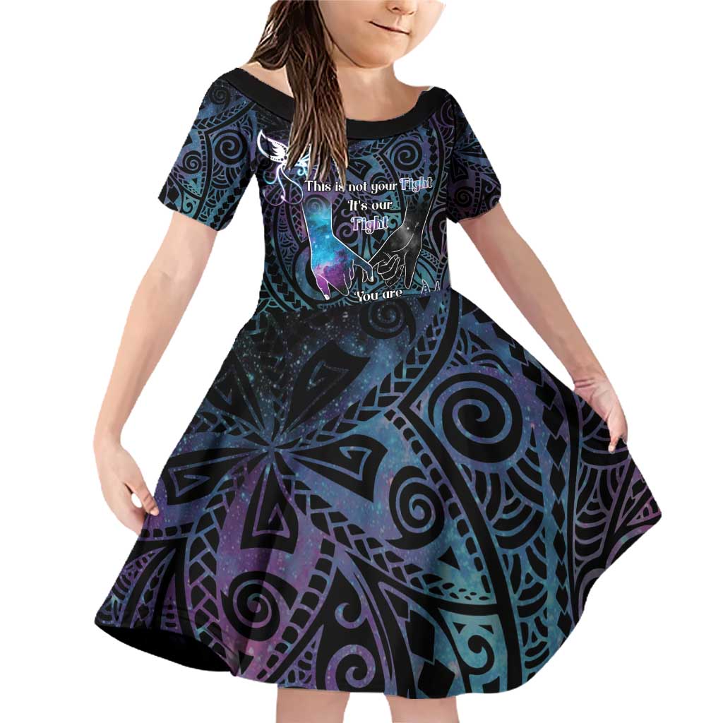 Suicide Awareness Family Matching Off Shoulder Short Dress and Hawaiian Shirt You Are Not Alone LT05 Daughter's Dress Black - Polynesian Pride
