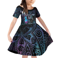 Suicide Awareness Family Matching Off Shoulder Short Dress and Hawaiian Shirt You Are Not Alone LT05 Daughter's Dress Black - Polynesian Pride