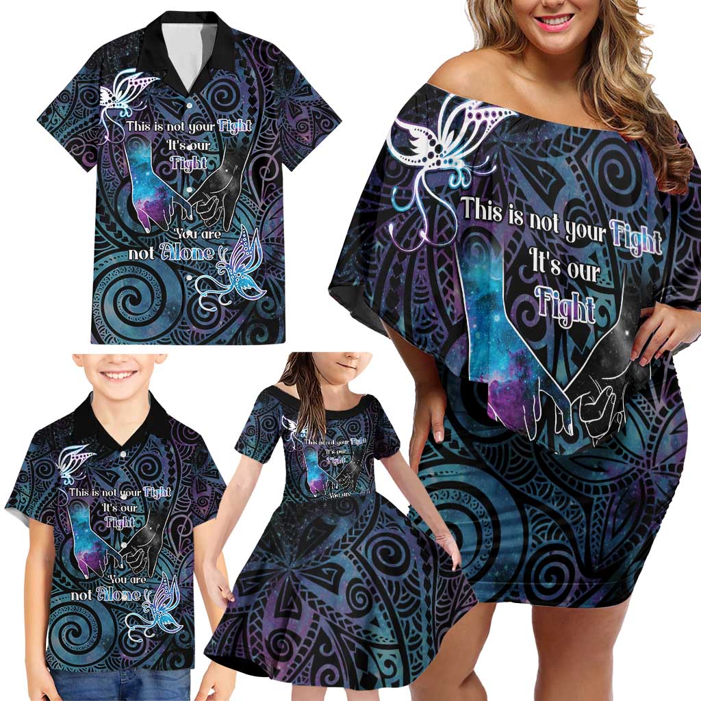 Suicide Awareness Family Matching Off Shoulder Short Dress and Hawaiian Shirt You Are Not Alone LT05 - Polynesian Pride