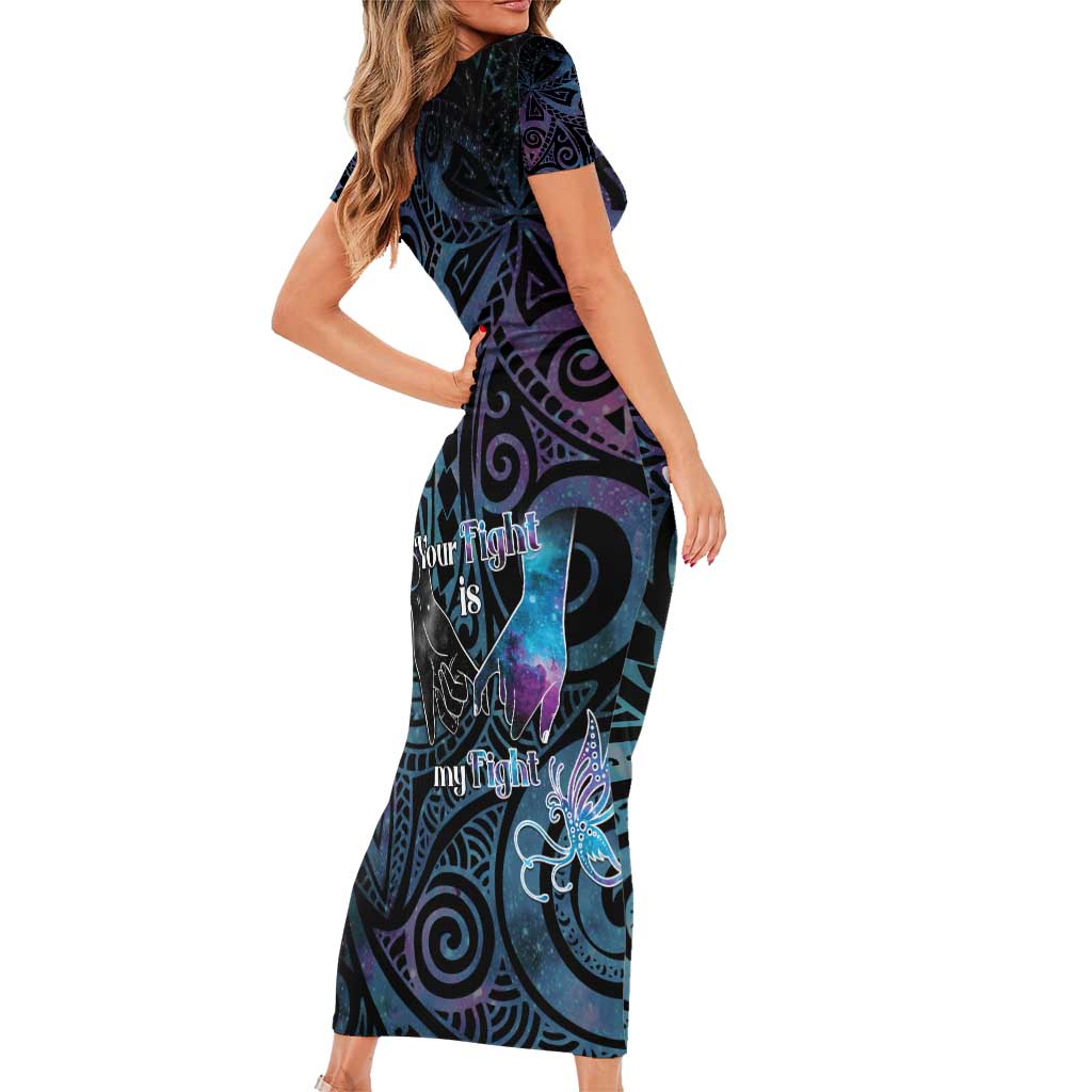 Suicide Awareness Family Matching Short Sleeve Bodycon Dress and Hawaiian Shirt You Are Not Alone LT05 - Polynesian Pride