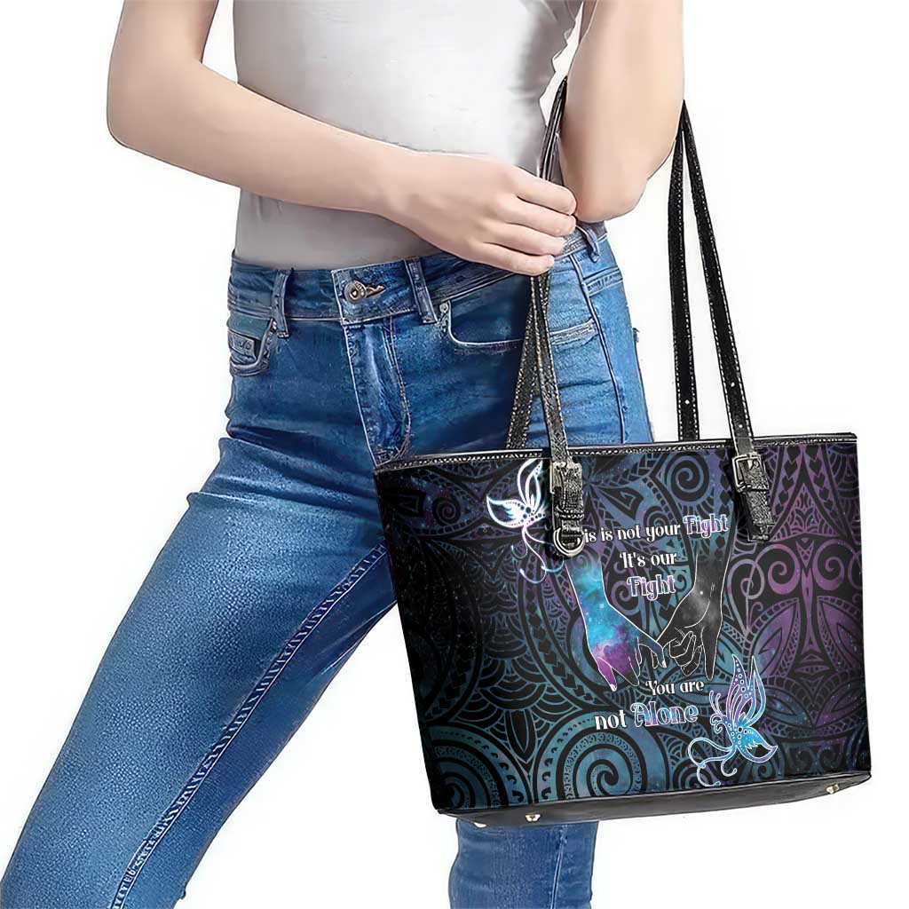 Suicide Awareness Leather Tote Bag You Are Not Alone - Polynesian Pride