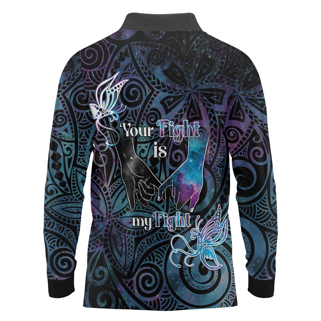 Suicide Awareness Long Sleeve Polo Shirt You Are Not Alone LT05 - Polynesian Pride