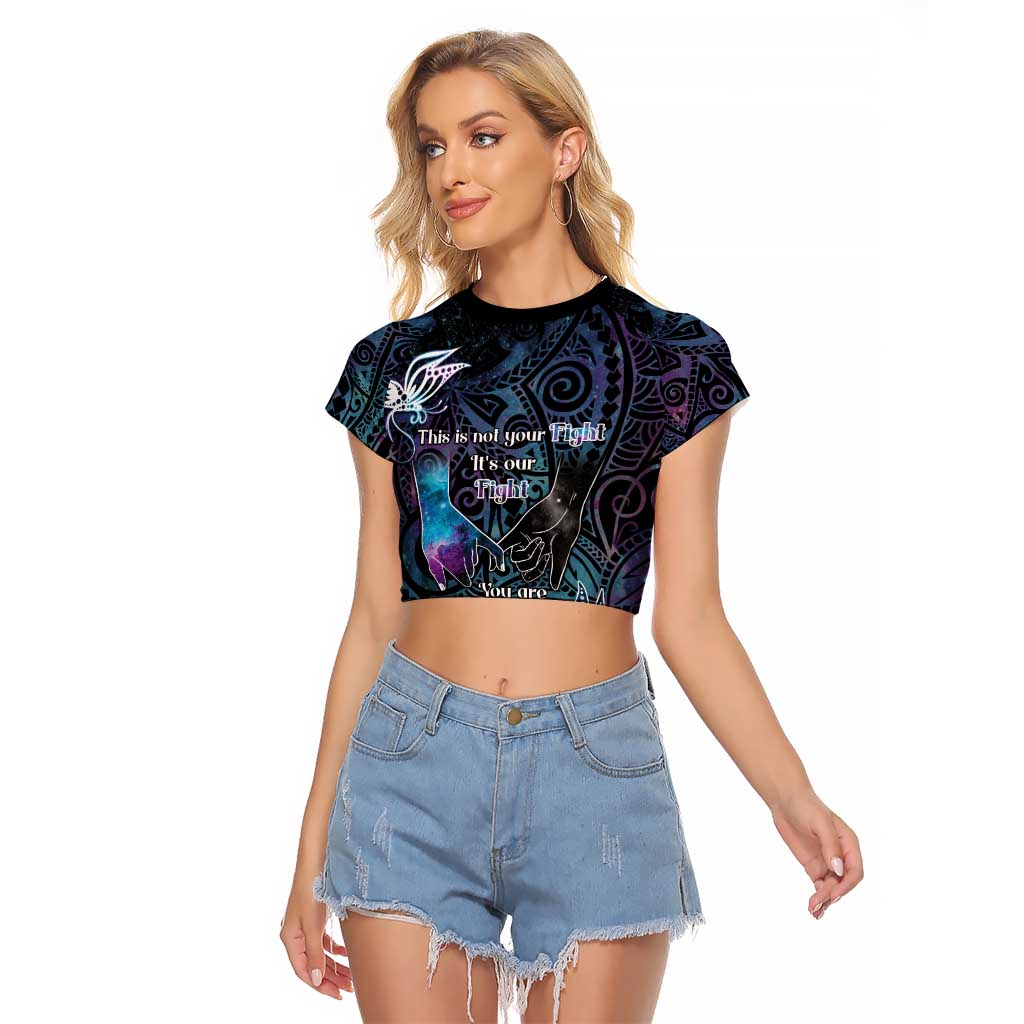 Suicide Awareness Raglan Cropped T Shirt You Are Not Alone - Polynesian Pride