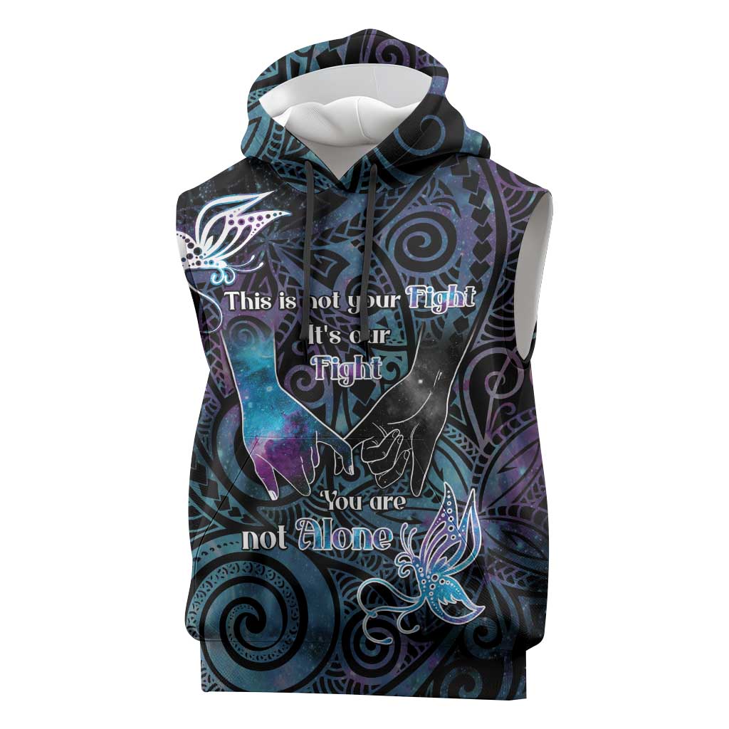 Suicide Awareness Sleeveless Hoodie You Are Not Alone LT05 Black - Polynesian Pride