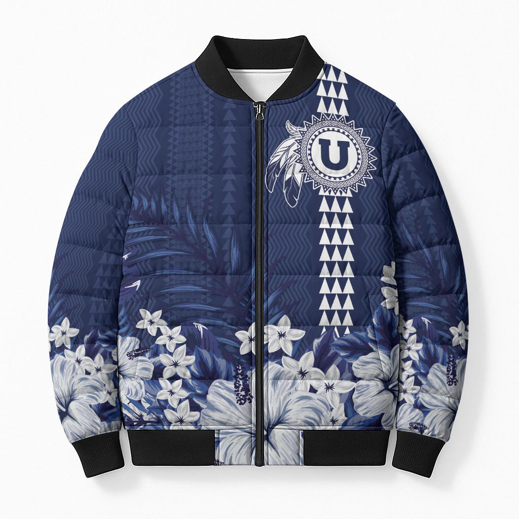 Personalized Utah State Bomber Puffer Jacket Polynesian Style LT05 Unisex Blue - Polynesian Pride