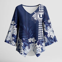 Personalized Utah State Kimono Sleeve Blouse Polynesian Style LT05 Female Blue - Polynesian Pride