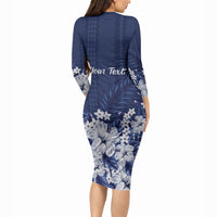 Personalized Utah State Long Sleeve Bodycon Dress Polynesian Style LT05 - Polynesian Pride
