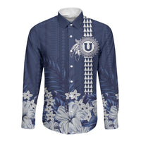 Personalized Utah State Long Sleeve Button Shirt Polynesian Style LT05 Unisex Blue - Polynesian Pride