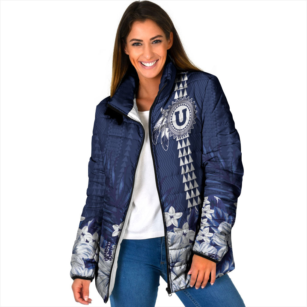 Personalized Utah State Padded Jacket Polynesian Style LT05 Women Blue - Polynesian Pride