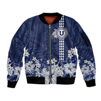 Personalized Utah State Sleeve Zip Bomber Jacket Polynesian Style LT05 Unisex Blue - Polynesian Pride