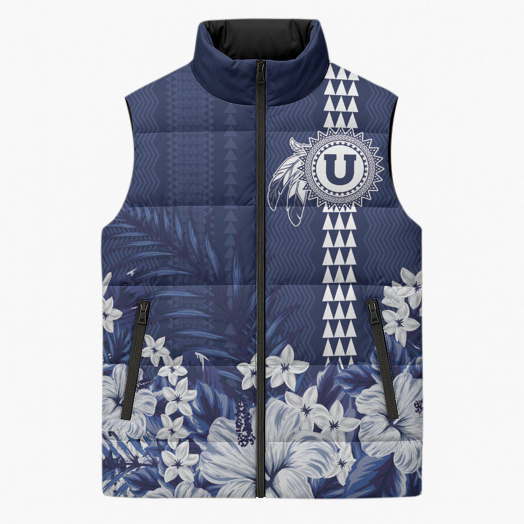 Personalized Utah State Sleeveless Puffer Jacket Polynesian Style LT05 Unisex Blue - Polynesian Pride