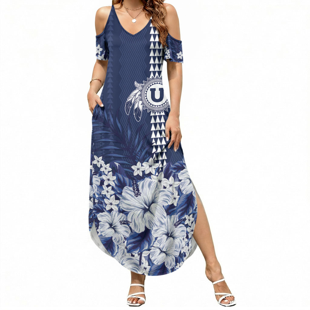 Personalized Utah State Summer Maxi Dress Polynesian Style LT05 Women Blue - Polynesian Pride