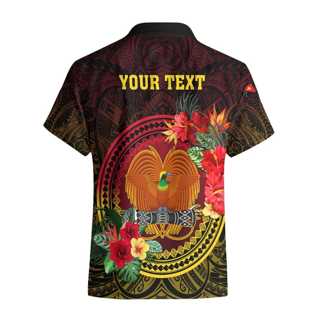 Personalized Papua New Guinea Hawaiian Shirt Coat Of Arms Tropical Flowers Polynesian Pattern LT05 - Polynesian Pride