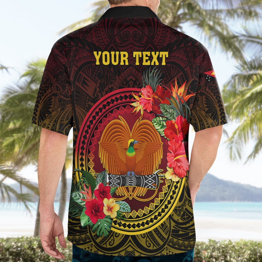 Personalized Papua New Guinea Hawaiian Shirt Coat Of Arms Tropical Flowers Polynesian Pattern LT05 - Polynesian Pride