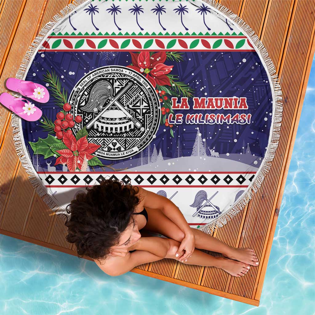 American Samoa Christmas Beach Blanket Poinsettia La Maunia Le Kilisimasi LT05 - Polynesian Pride