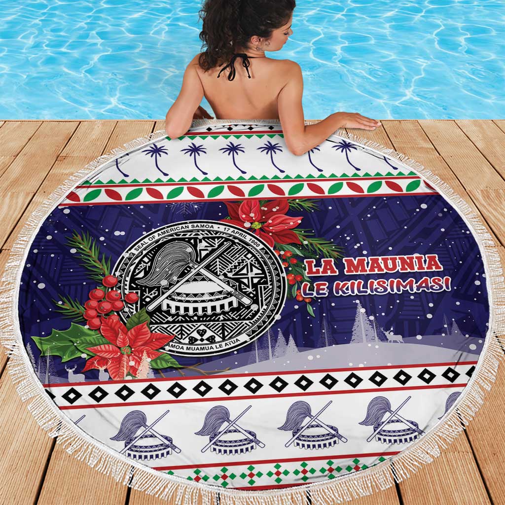 American Samoa Christmas Beach Blanket Poinsettia La Maunia Le Kilisimasi LT05 - Polynesian Pride
