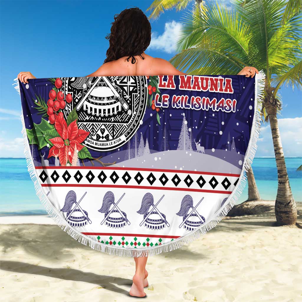 American Samoa Christmas Beach Blanket Poinsettia La Maunia Le Kilisimasi LT05 - Polynesian Pride
