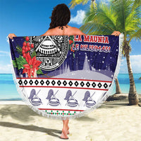 American Samoa Christmas Beach Blanket Poinsettia La Maunia Le Kilisimasi LT05 - Polynesian Pride